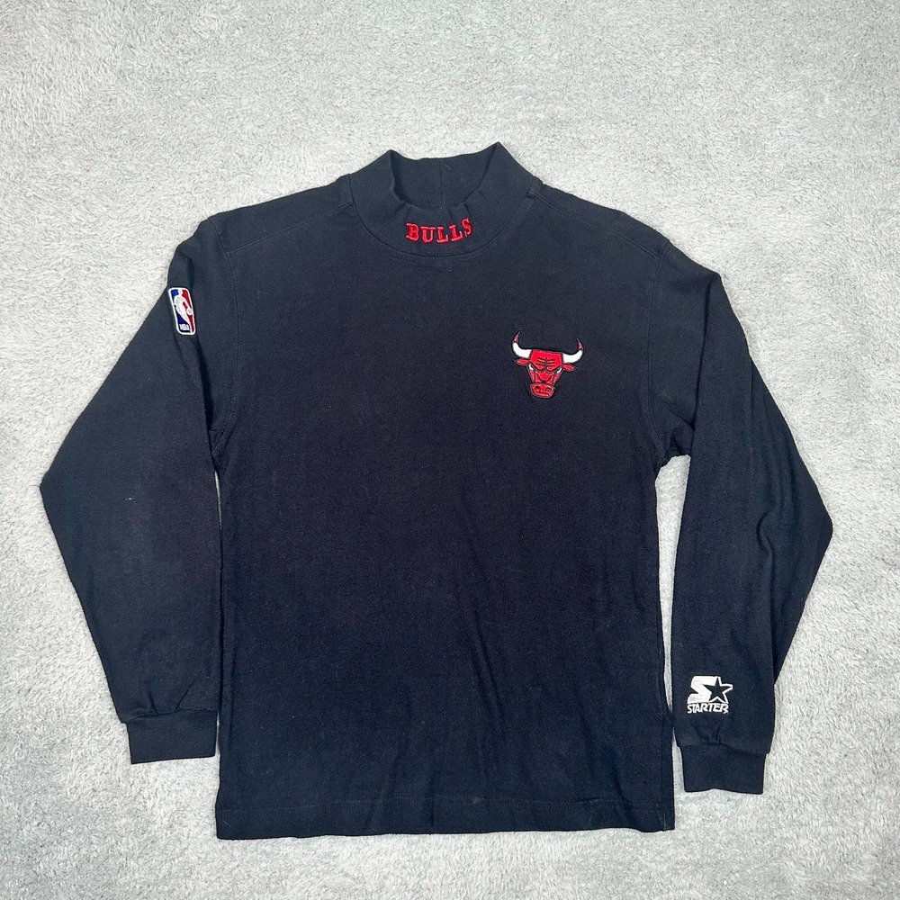 Vintage NBA Starter brand Chicago BULLS mock turtleneck pullover‎ Shirt Medium